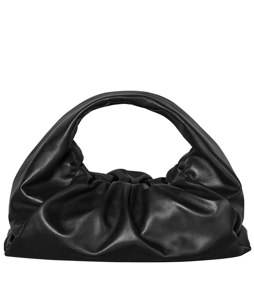 Bottega Veneta Soft Voluminous Shoulder Bag Crackled Lambskin Black